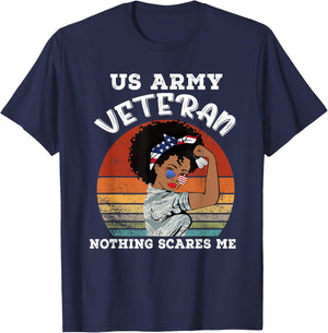 African American Woman Army Veteran Black Woman Army Veteran T-Shirt - T-Shirt | Navy