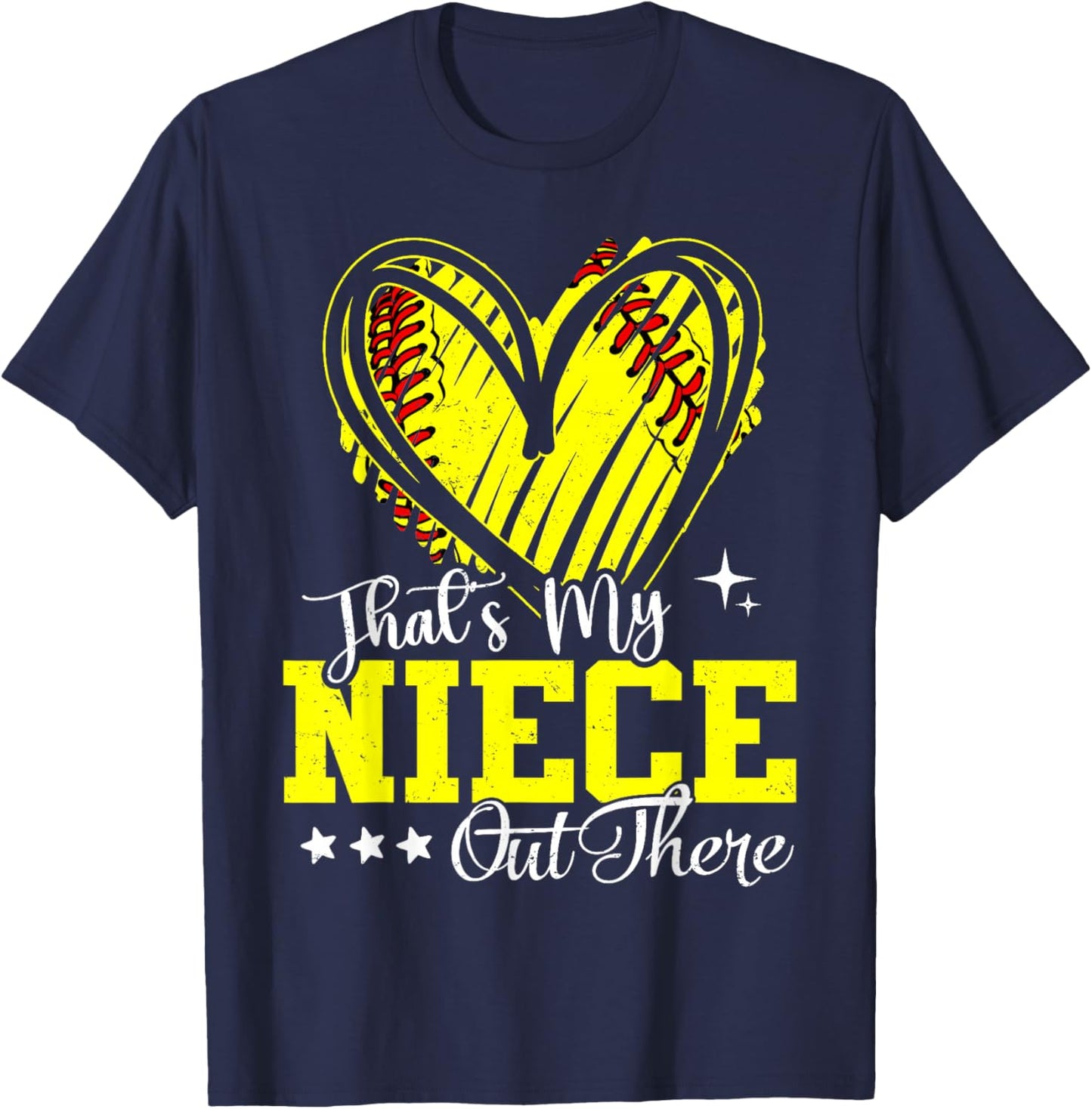 That's My Niece Out There Softball Heart T-Shirt - T-Shirt | Navy