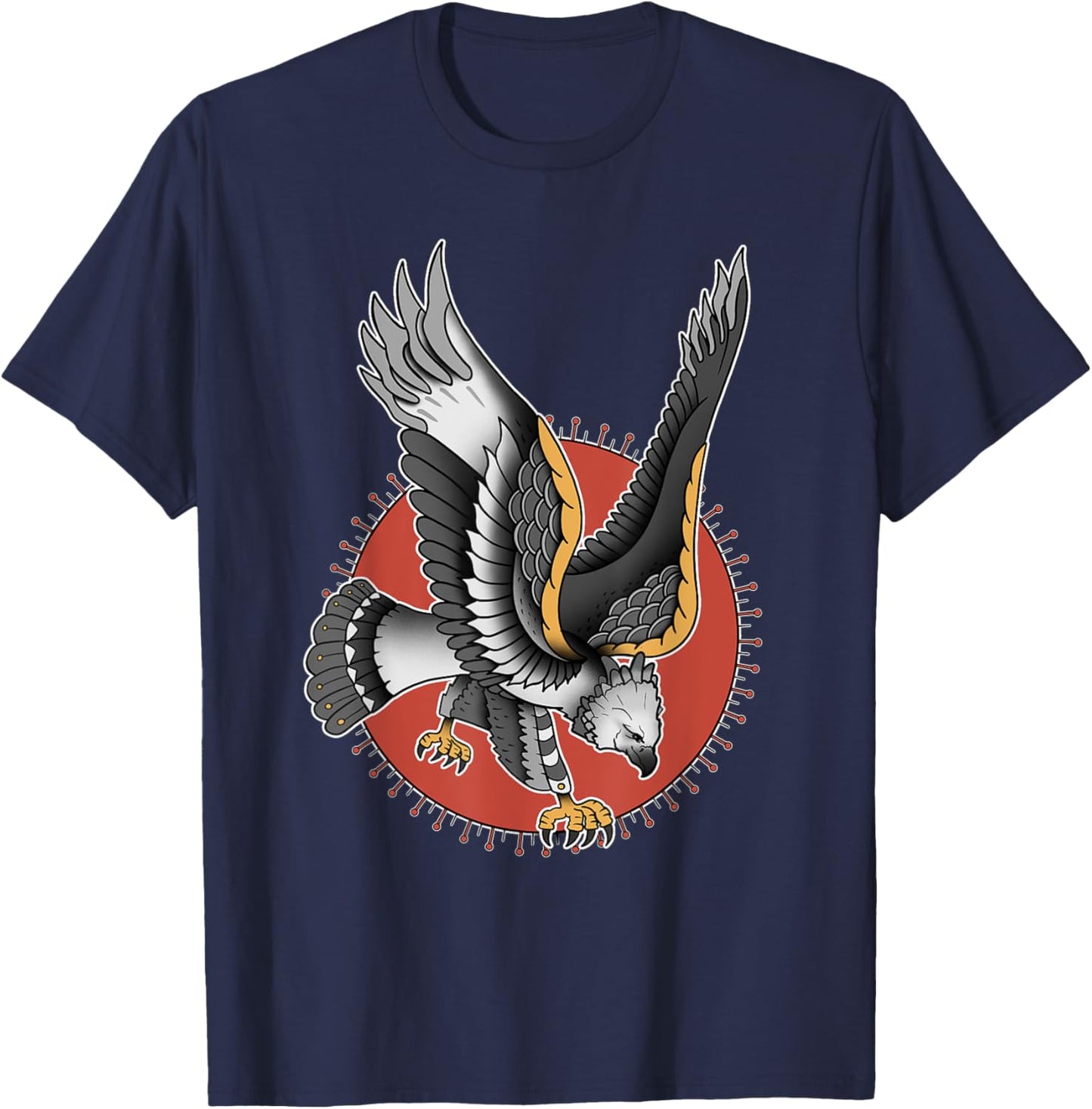 Vintage American Traditional Harpy Eagle Tattoo T-Shirt - T-Shirt | Navy