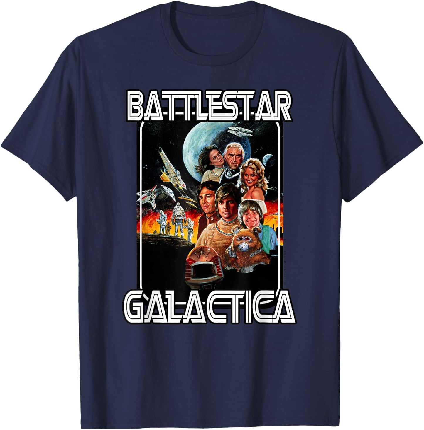 Battlestar Galactica Retro Poster T-Shirt - T-Shirt | Navy