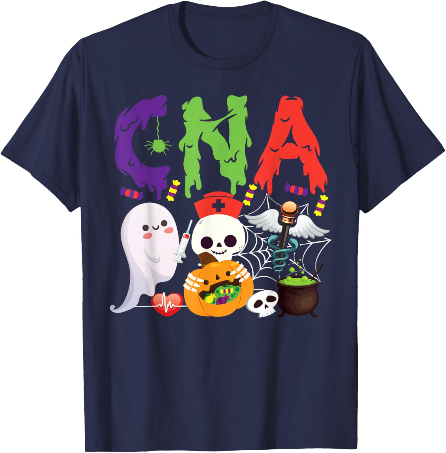 CNA Nurse Certified Nursing Assistant Halloween Cna T-Shirt - T-Shirt | Navy
