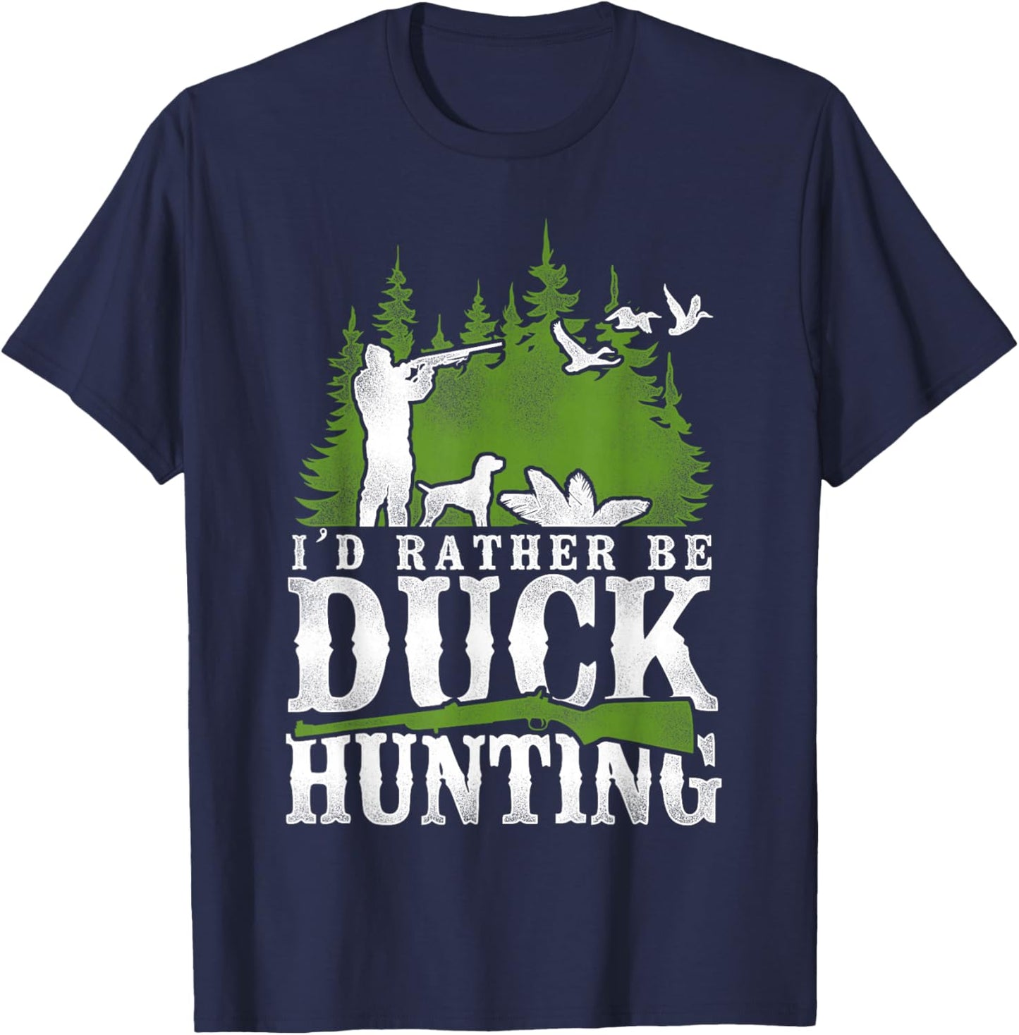Duck Hunting Hunter Vintage I'd Rather Be Duck Hunting T-Shirt - T-Shirt | Navy