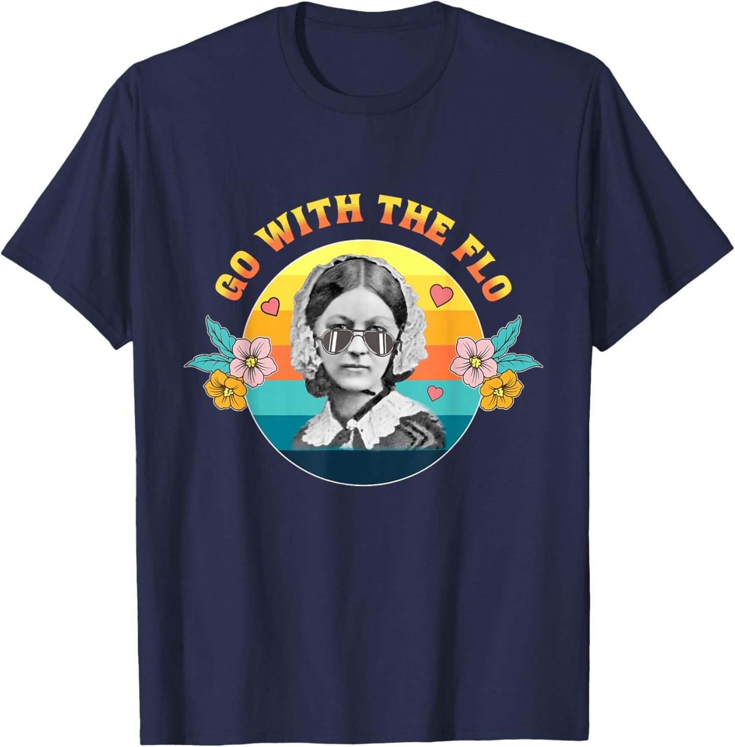 Go With the Flo - Nurses Day Week Celebration Funny Vintage T-Shirt - T-Shirt | Navy