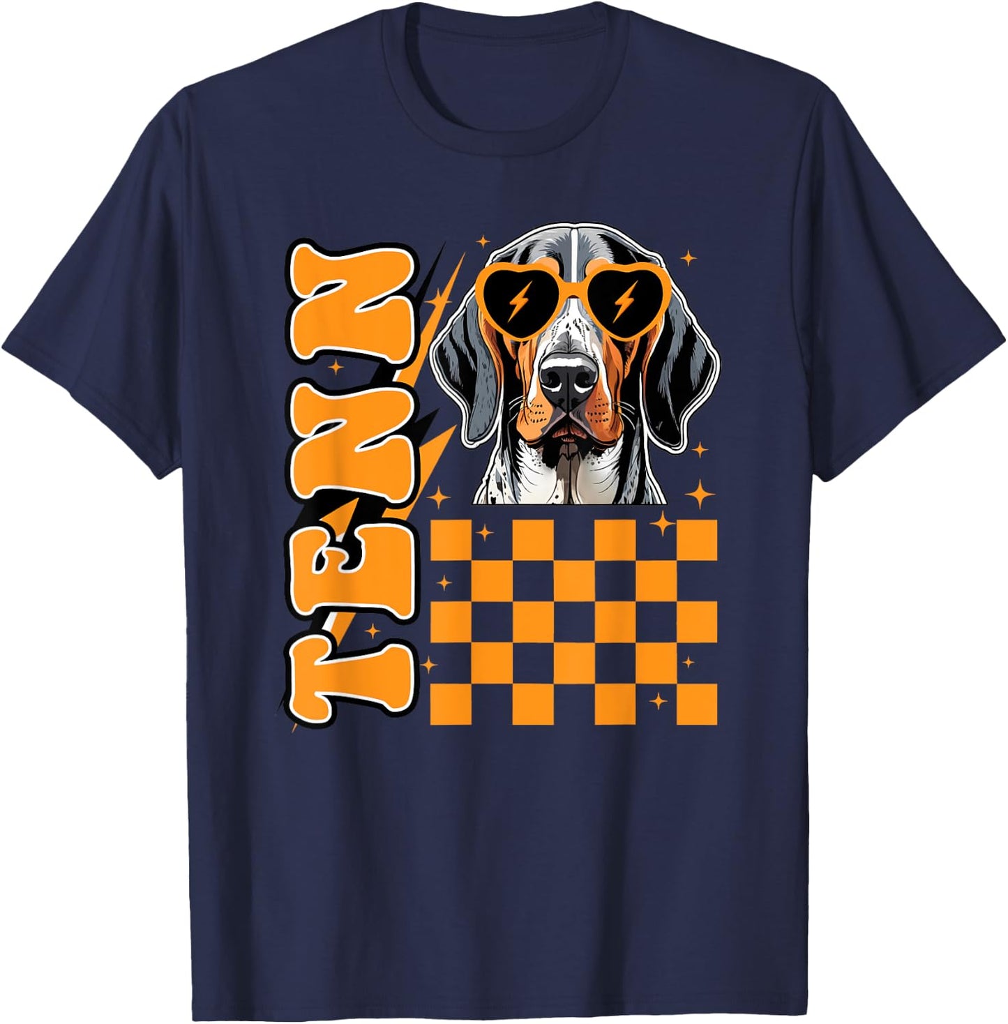 Tennessee Orange White Hound Dog Vintage, TN Orange Blooded Men Women Kids T-Shirt - T-Shirt | Navy