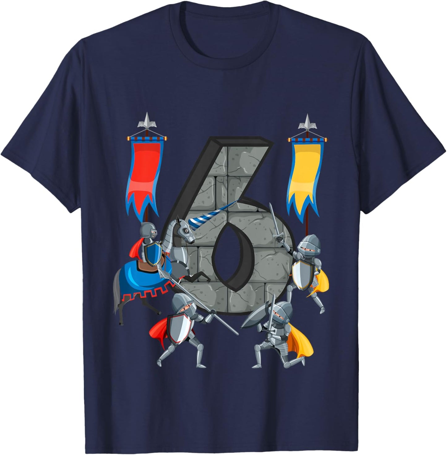 Medieval Knights Middle Ages History Castle 6th Birthday T-Shirt - T-Shirt | Navy
