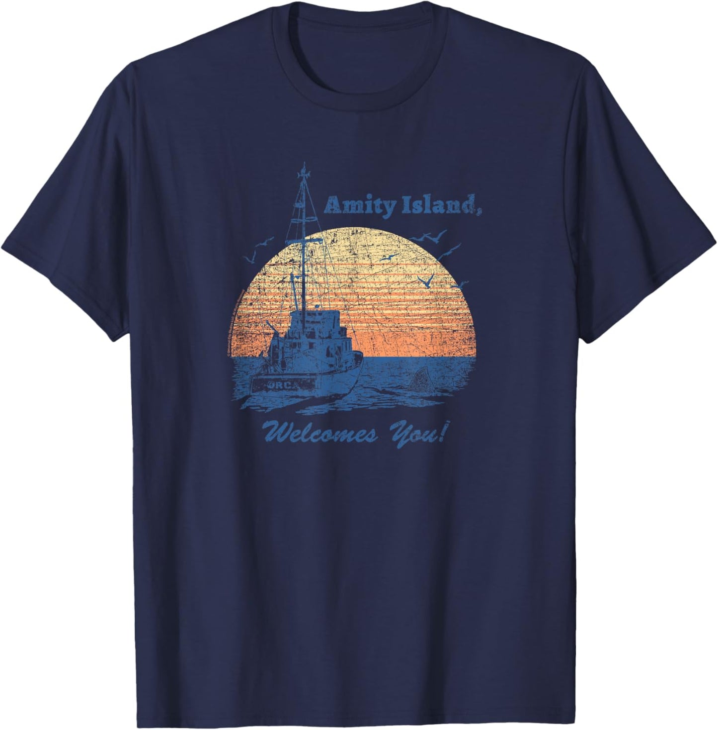 Jaws Vintage Amity Island T-Shirt - T-Shirt | Navy