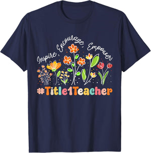 Title 1 Teacher Appreciation Week Teacher Back to School Men Women Kids T-Shirt - T-Shirt | Navy