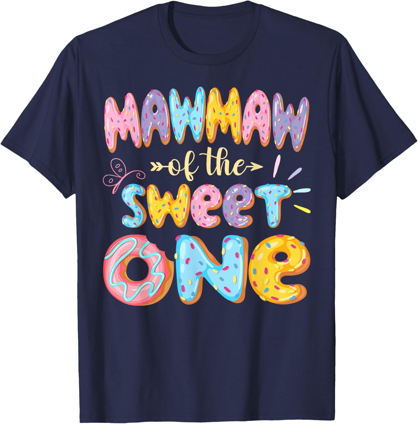 Mawmaw Of The Sweet One 1St Birthday Girl Donut Matching T-Shirt - T-Shirt | Navy