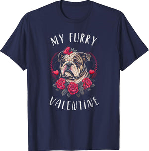 Valentine's day - English Bulldog Dog Valentine T-Shirt - T-Shirt | Navy