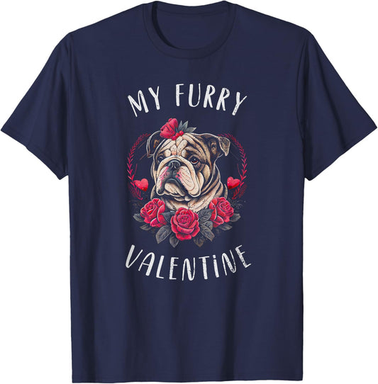 Valentine's day - English Bulldog Dog Valentine T-Shirt - T-Shirt | Navy