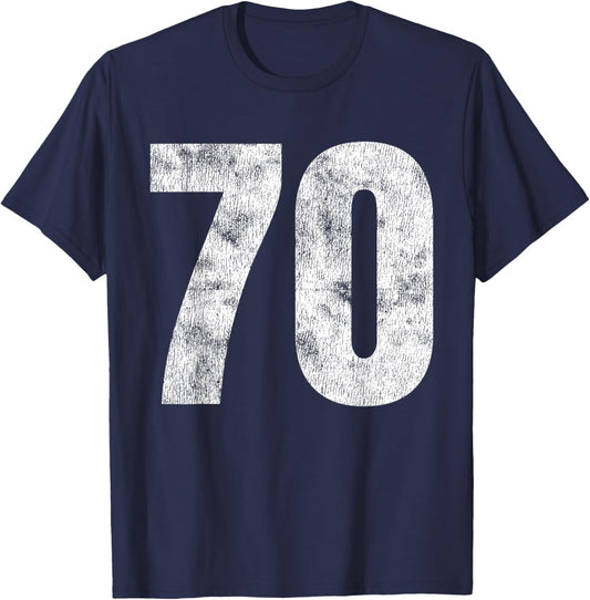 Jersey Uniform Number #70 Athletic Style Sports Graphic T-Shirt - T-Shirt | Navy