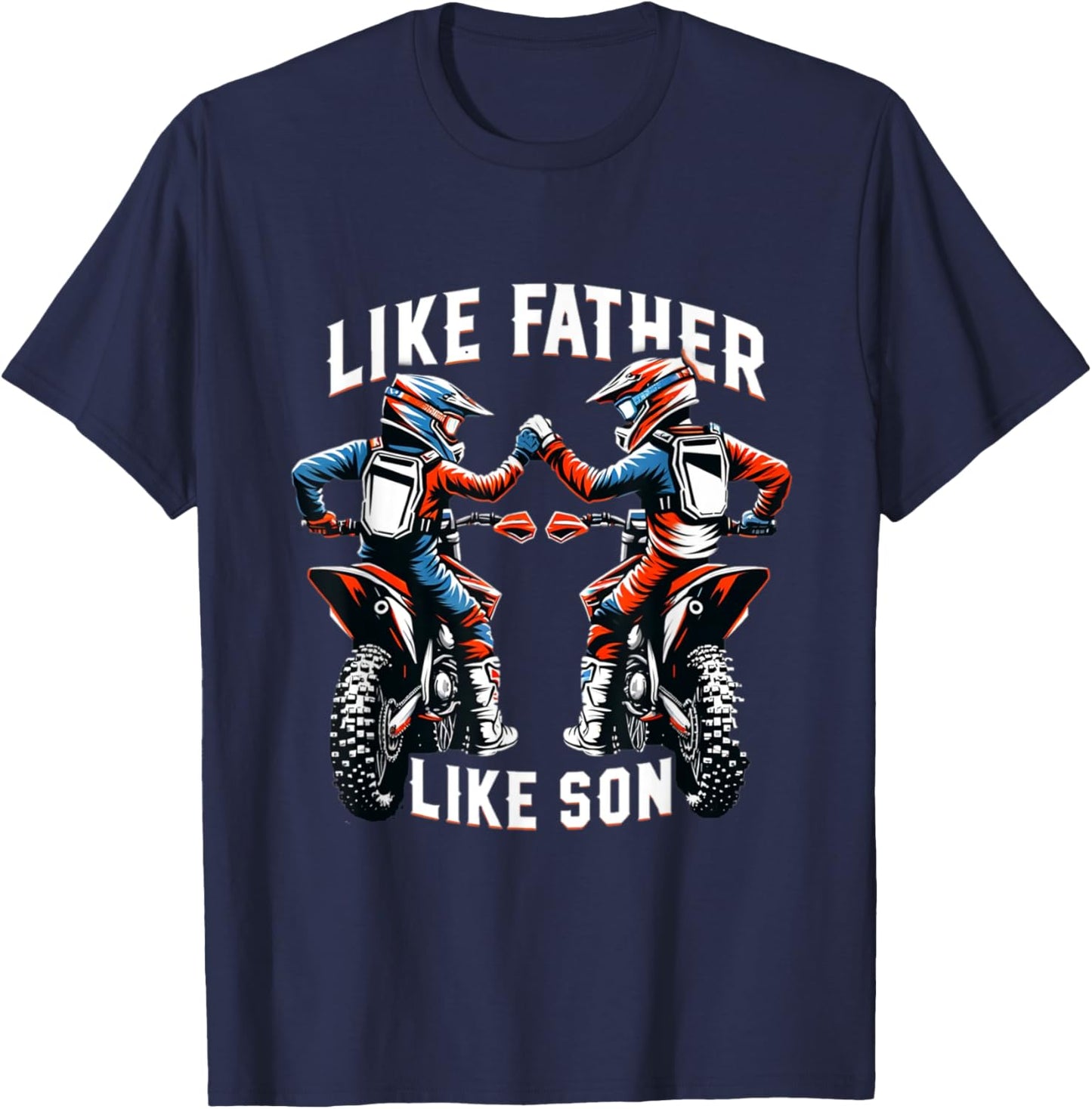 Dirt Bike Family Father's Day Son Motocross Off-Road MX Boys T-Shirt - T-Shirt | Navy