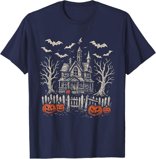 Vintage Haunted Creepy House Halloween Spooky Pumpkin