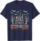 Vintage Haunted Creepy House Halloween Spooky Pumpkin T-Shirt - T-Shirt | Navy