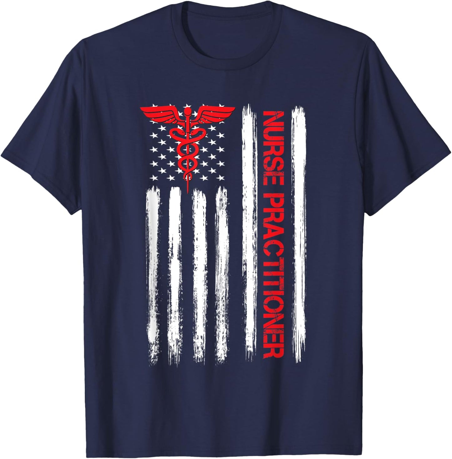 American Flag NP Nurse Practitioner Graduation Gifts T-Shirt - T-Shirt | Navy