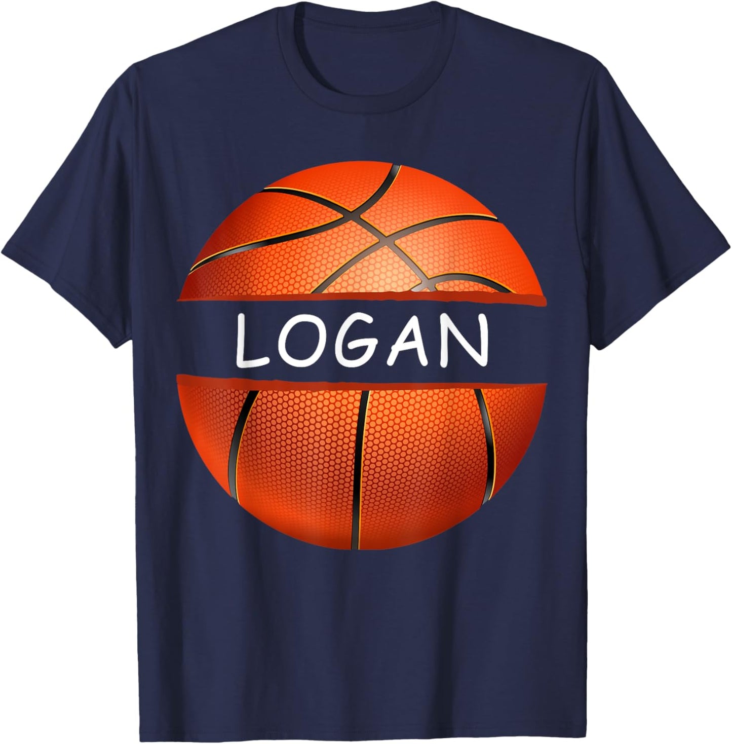 Novelty Personalized Name Logan Sports Basketball T-Shirt - T-Shirt | Navy
