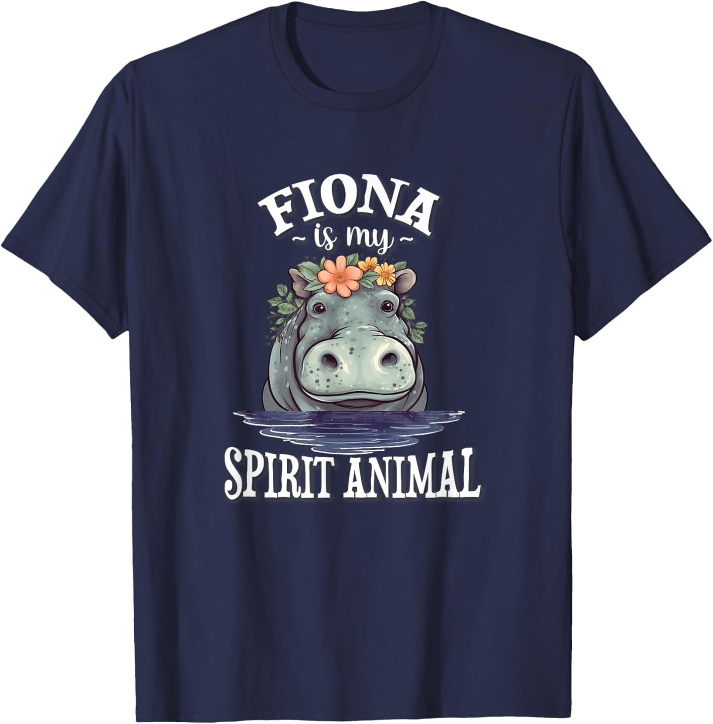 Fiona Spirit Animal Hippo Lover T-Shirt - T-Shirt | Navy