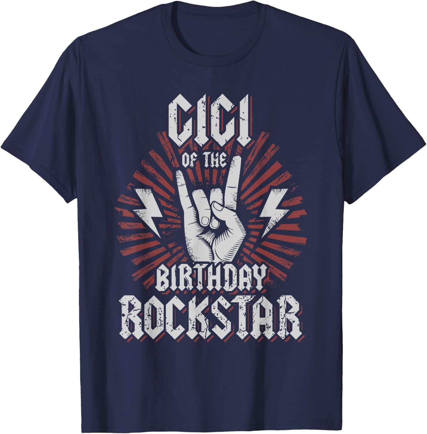 Gigi of the Birthday Rockstar Matching Rocker Rock Star T-Shirt - T-Shirt | Navy