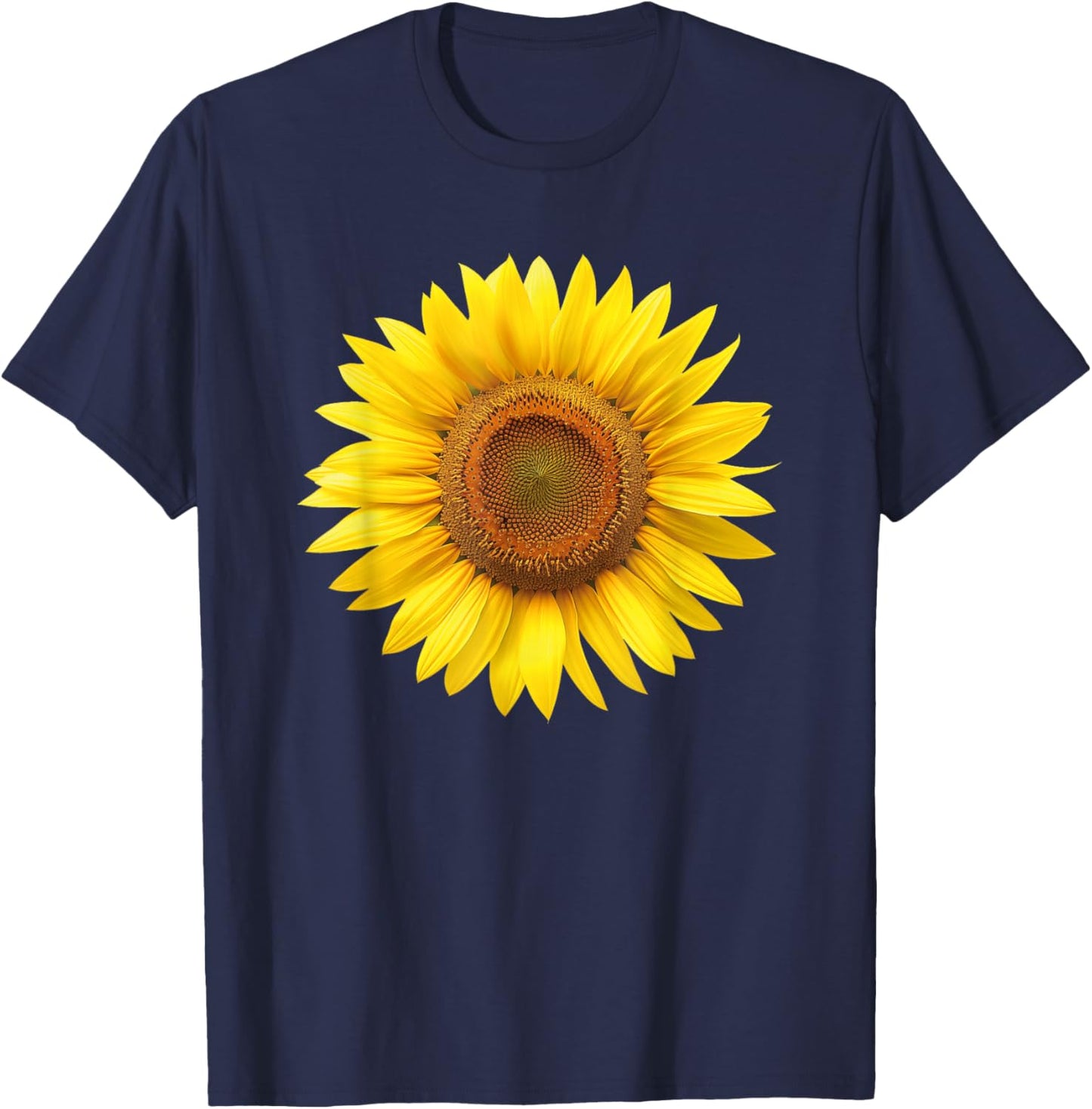Yellow Sunflower Floral Flower T-Shirt - T-Shirt | Navy