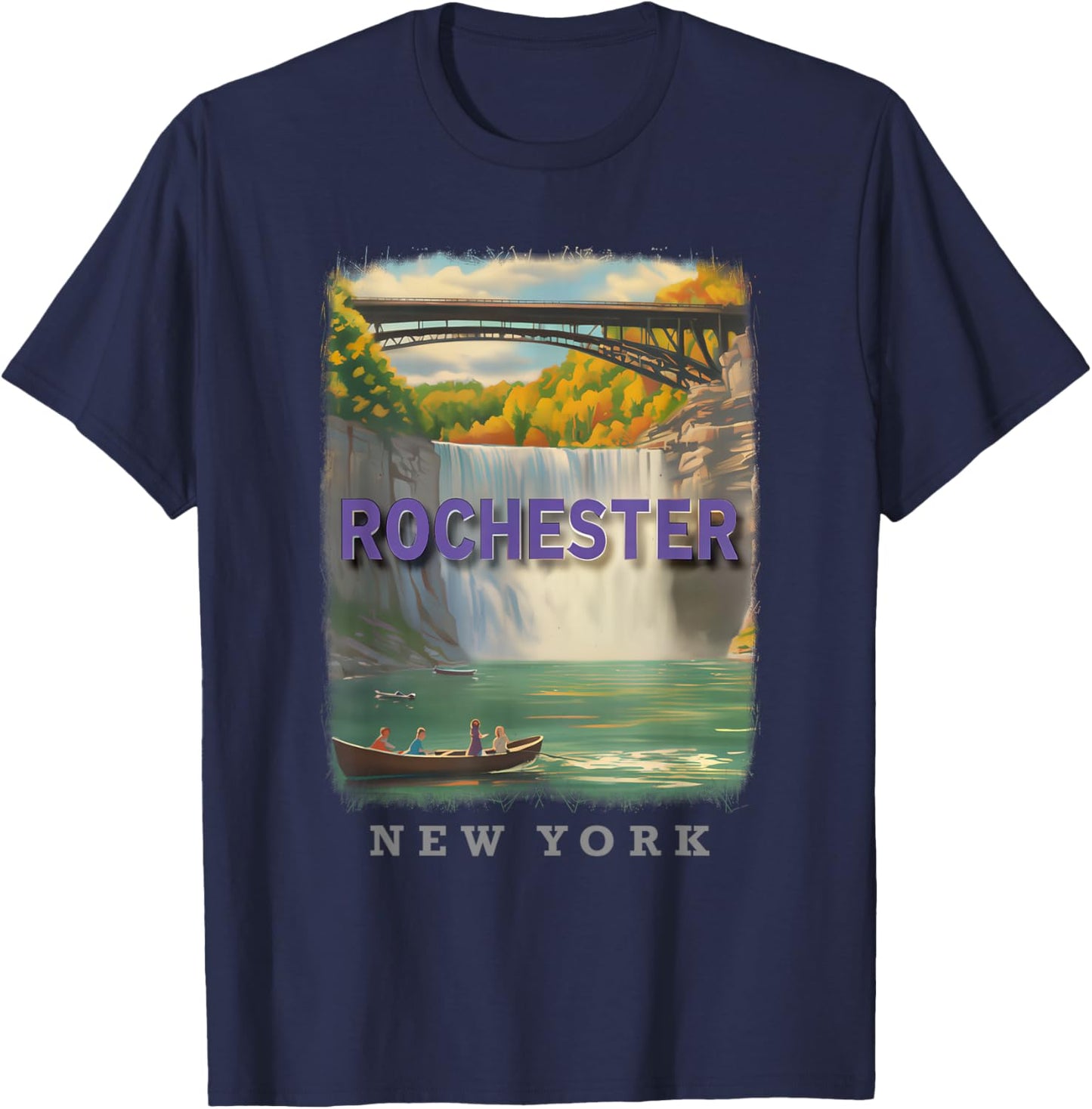 Rochester New York NY Waterfront Charm SD067 T-Shirt - T-Shirt | Navy