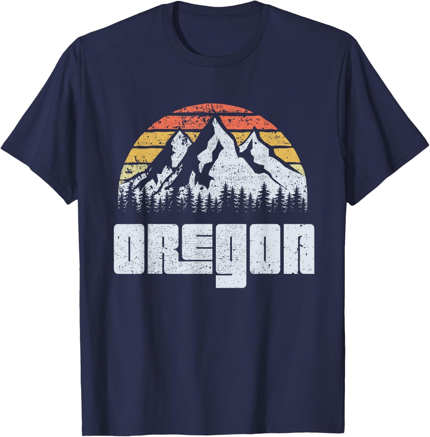 Vintage Oregon Mountains State Nature Sun Retro T Shirt T-Shirt - T-Shirt | Navy