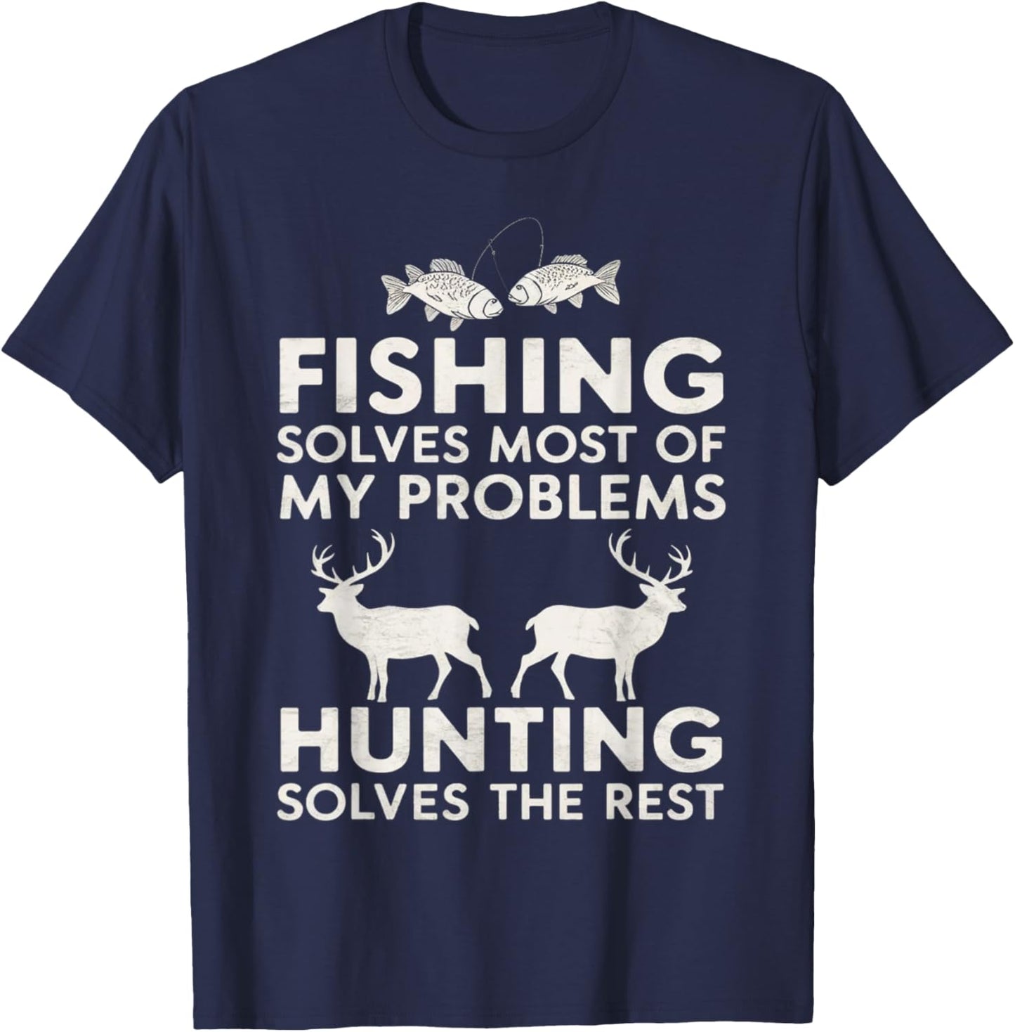 Fishing And Hunting Gifts Fathers Day Humor Hunter Cool T-Shirt - T-Shirt | Navy