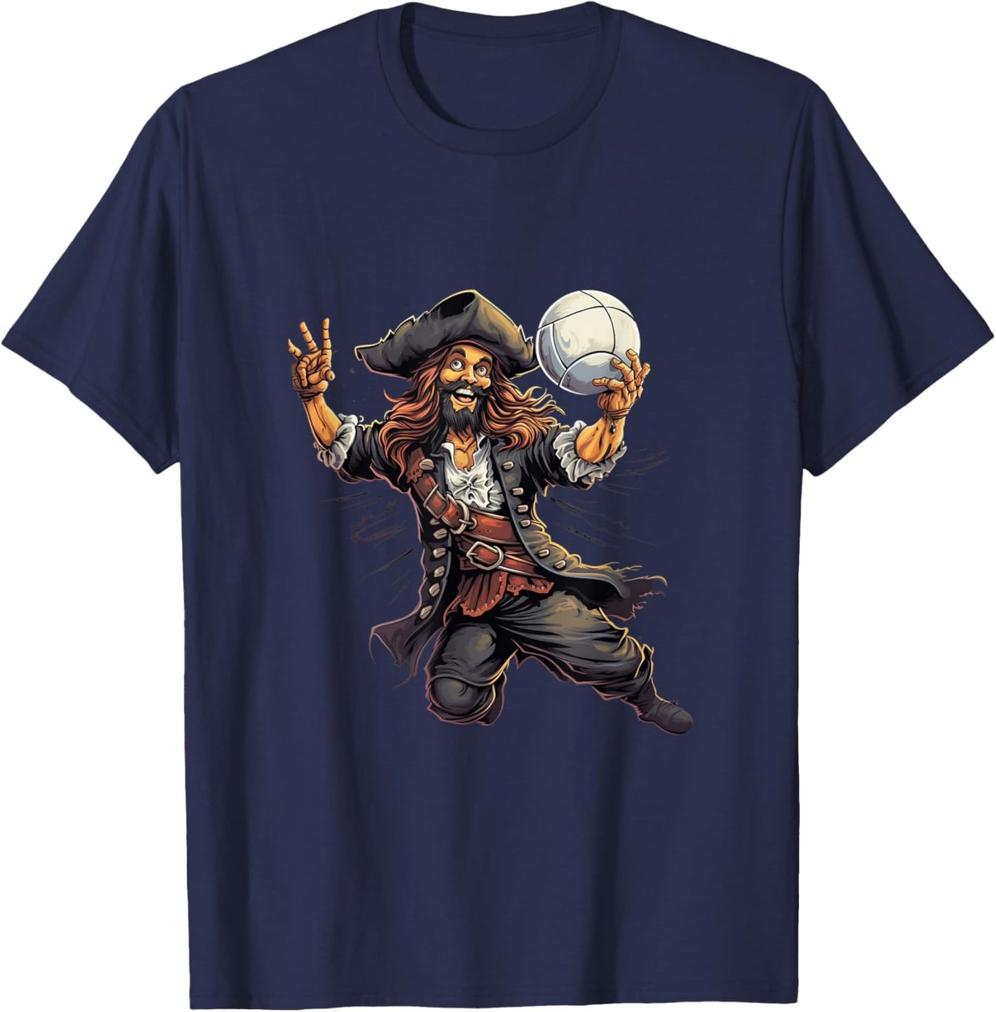 Pirate Volleyball Player Buccaneer Sport T-Shirt - T-Shirt | Navy