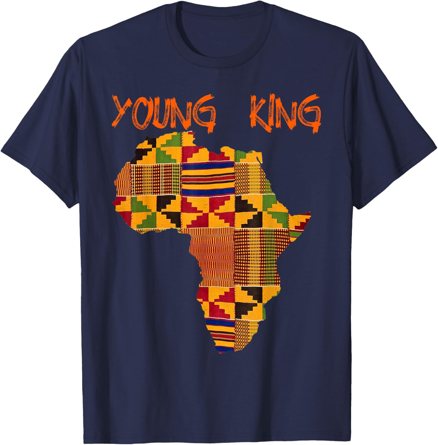 Boys African Kente Print Little Kids with King Kente T-Shirt - T-Shirt | Navy