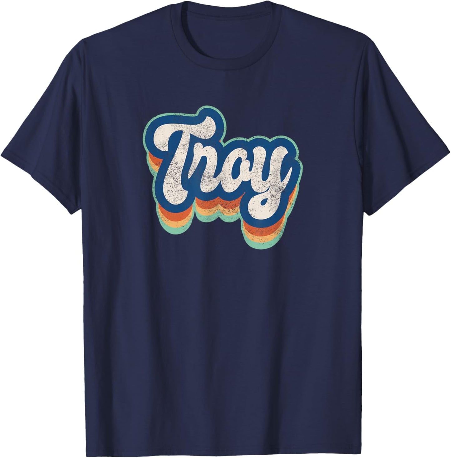 Troy First Name Boy Vintage Style 70s 80s Personalized T-Shirt - T-Shirt | Navy