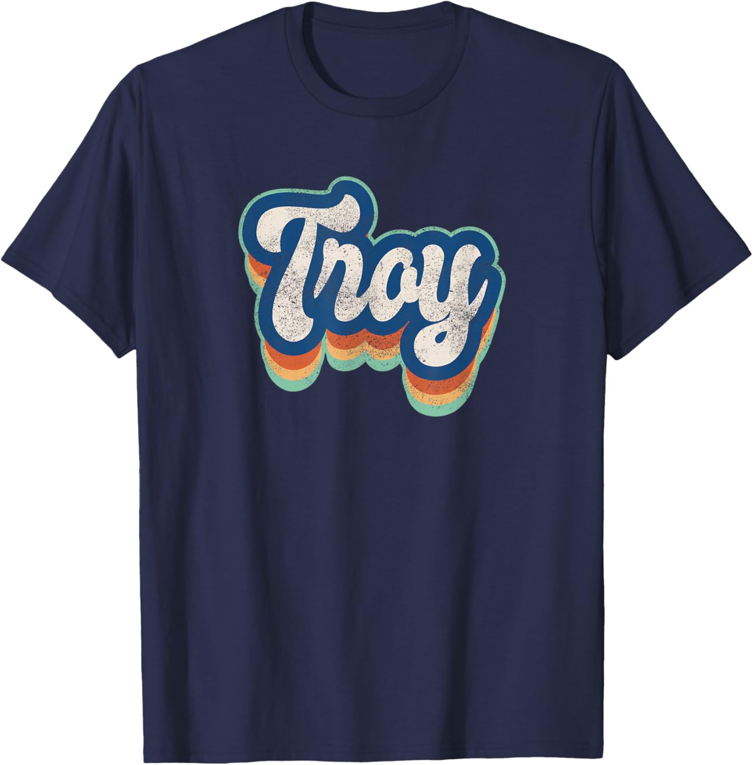 Troy First Name Boy Vintage Style 70s 80s Personalized T-Shirt - T-Shirt | Navy