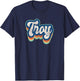 Troy First Name Boy Vintage Style 70s 80s Personalized T-Shirt - T-Shirt | Navy