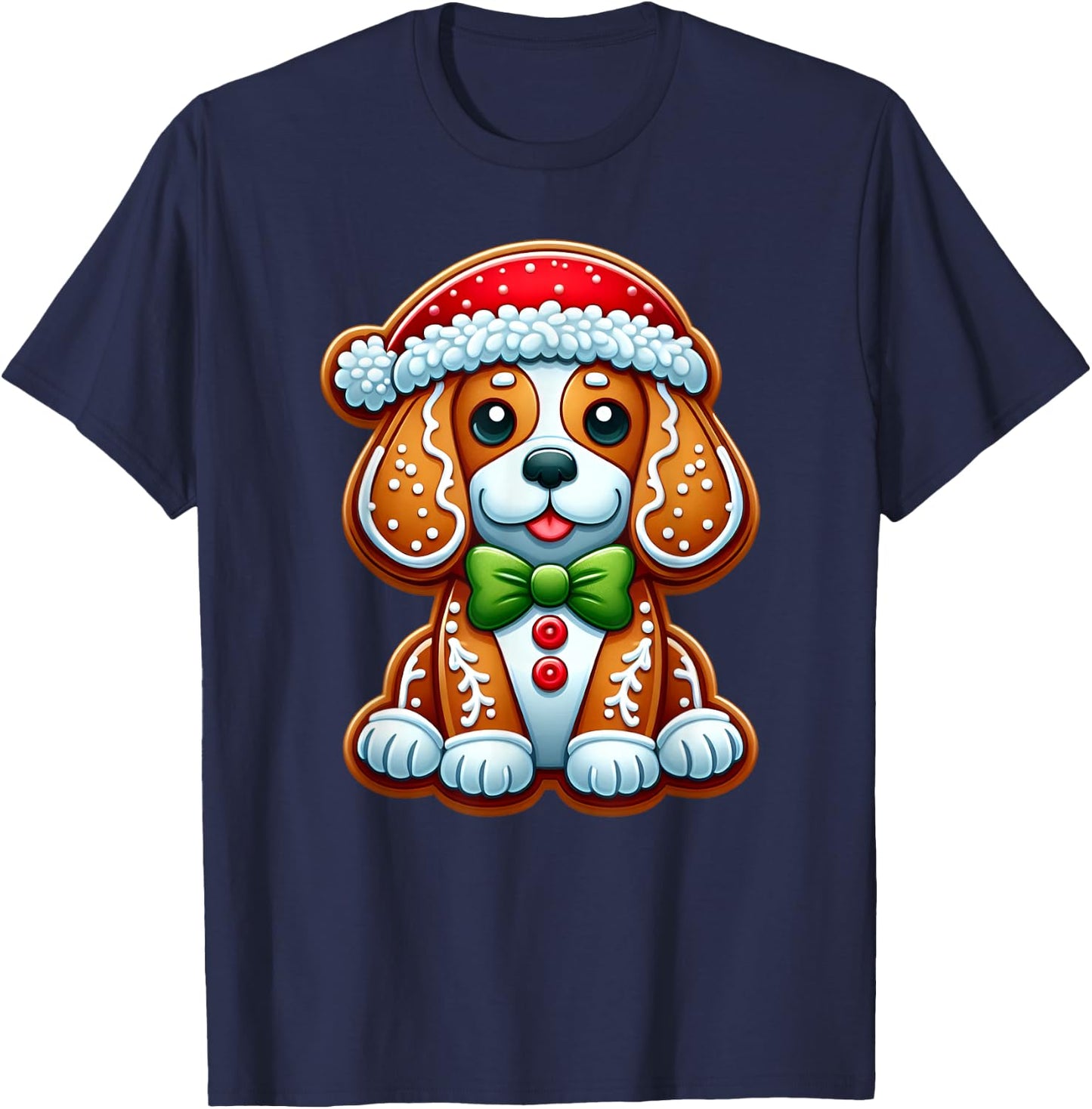 Funny Gingerbread Man Beagle Christmas Dog Kids T-Shirt - T-Shirt | Navy