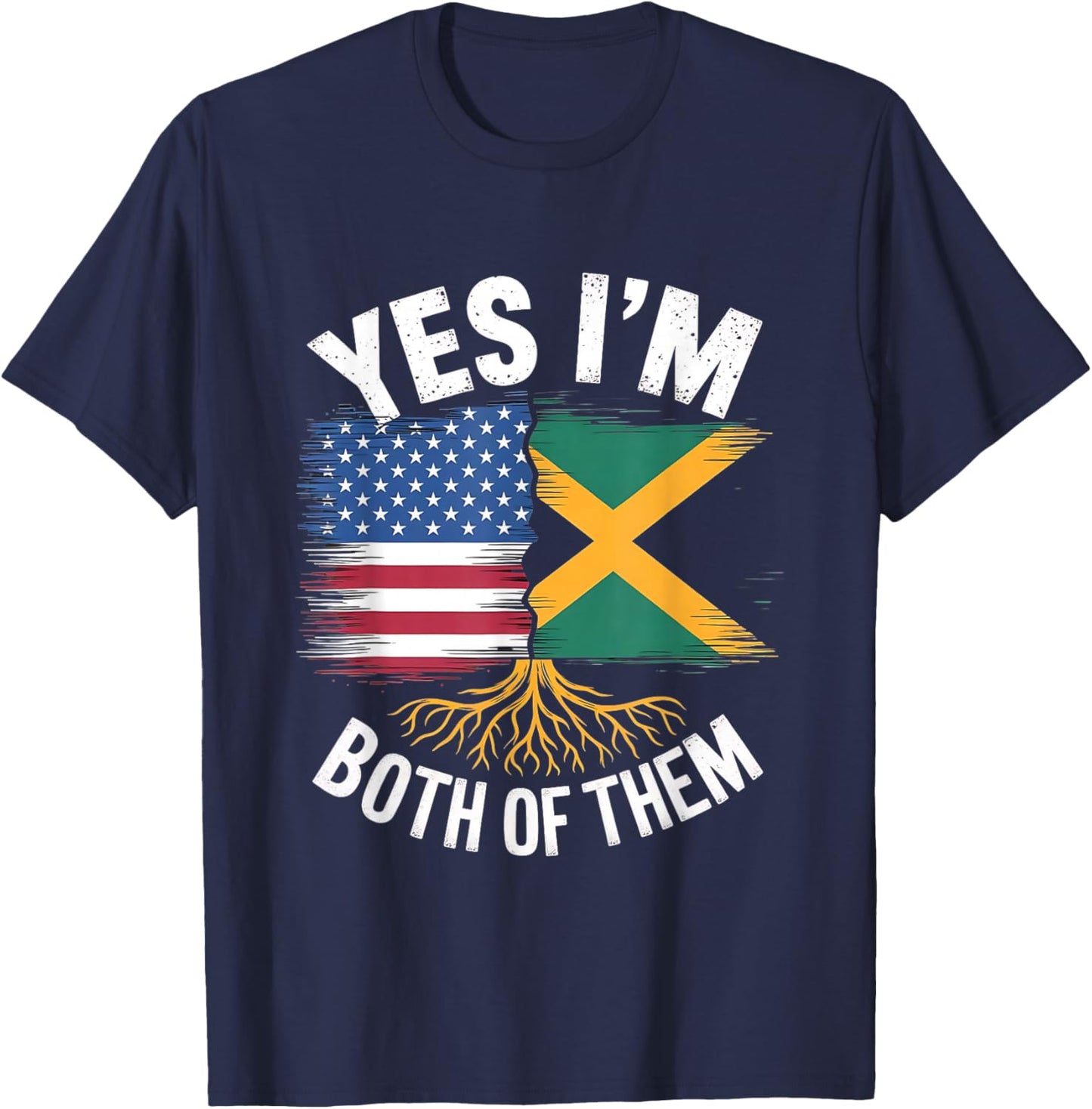 Yes I'm Both: American and Jamaican Roots DNA Pride T-Shirt - T-Shirt | Navy