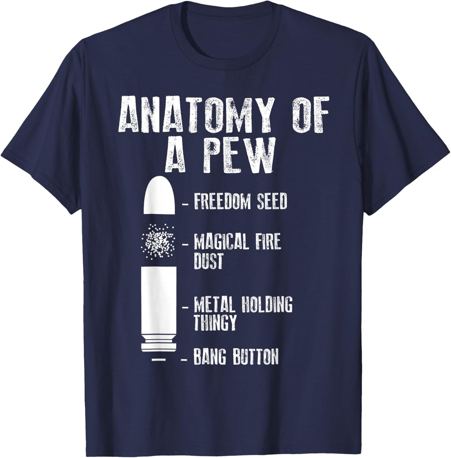 Anatomy Of A Pew Shirt | Funny Weapon Gun Bullet-Proof Gift T-Shirt - T-Shirt | Navy