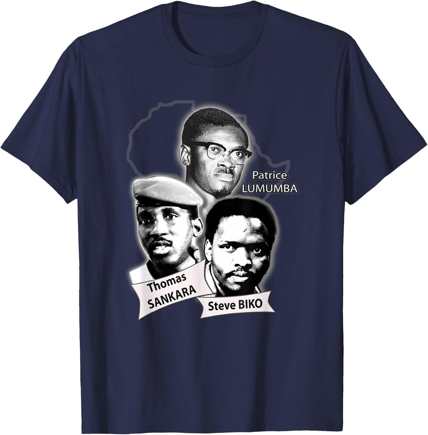 Patrice Lumba, Thomas Sankara, Steve Biko T-Shirt - T-Shirt | Navy