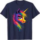 Einhorn Bunt Regenbogen Reiterin Pferde Reiten Einhörner T-Shirt - T-Shirt | Navy