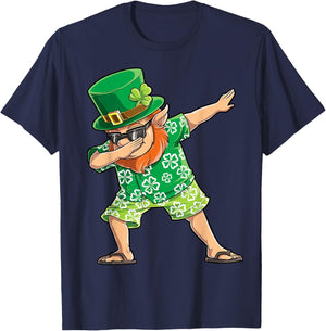 Dabbing Leprechaun St Patricks Day Boys Men Hawaiian Surfing T-Shirt - T-Shirt | Navy