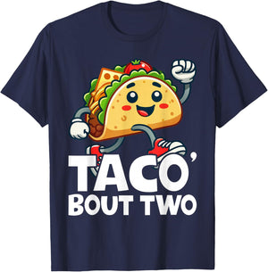 Taco Bout Two Mexican 2 year old Boy Girls Second Birthday T-Shirt - T-Shirt | Navy
