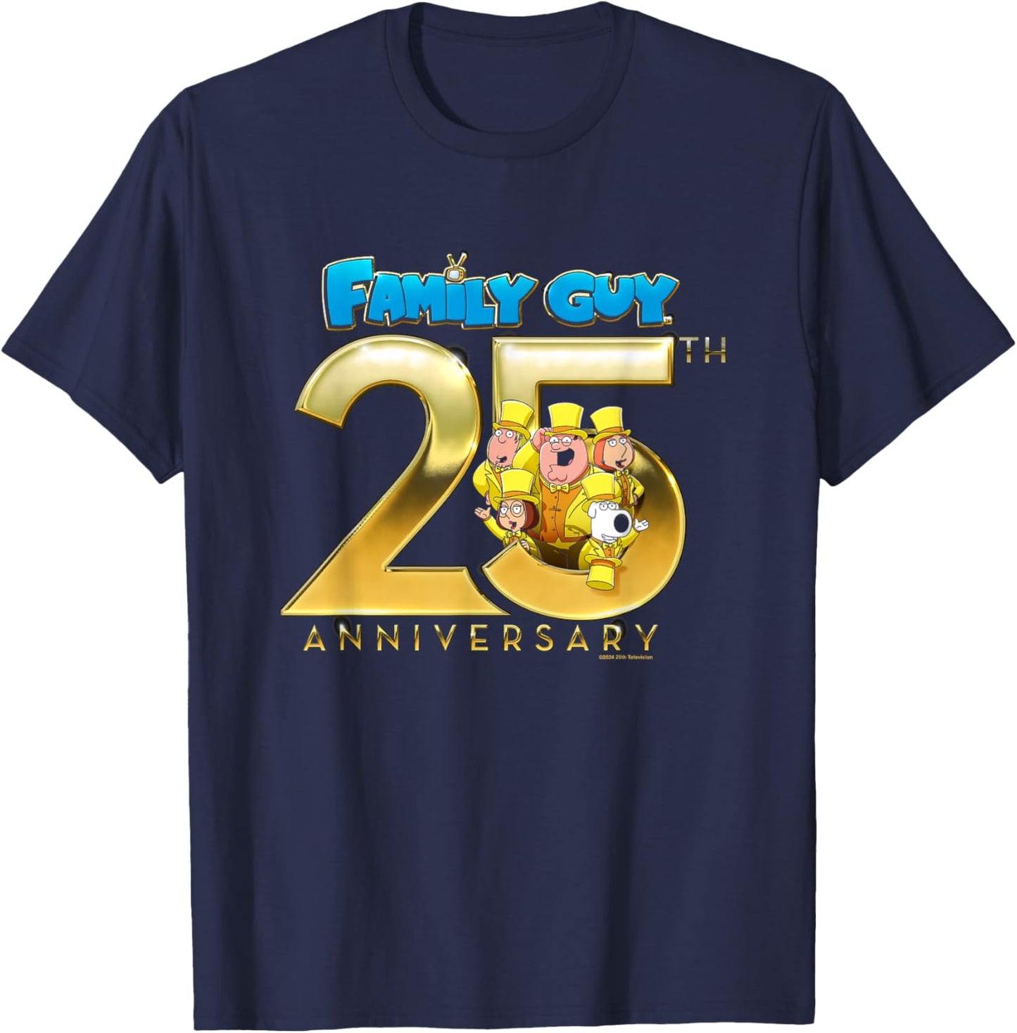 Family Guy 25th Anniversary Griffin Family Group Shot T-Shirt - T-Shirt | Navy