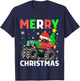 Kids Boys Merry Christmas Monster Truck Santa Hat Toddler Kids T-Shirt - T-Shirt | Navy
