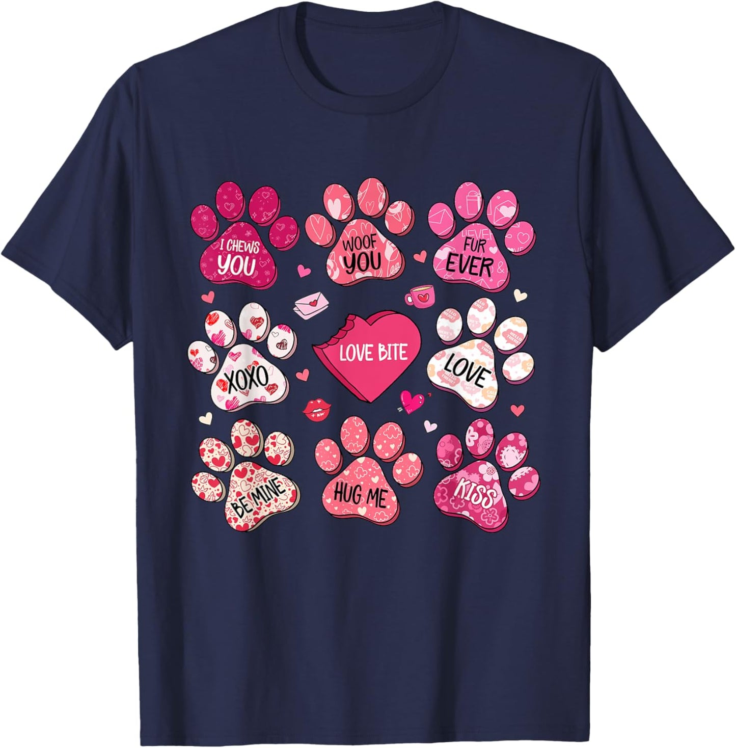 Dog Mama Valentine Coquette Bow Dog Mom Valentines T-Shirt - T-Shirt | Navy