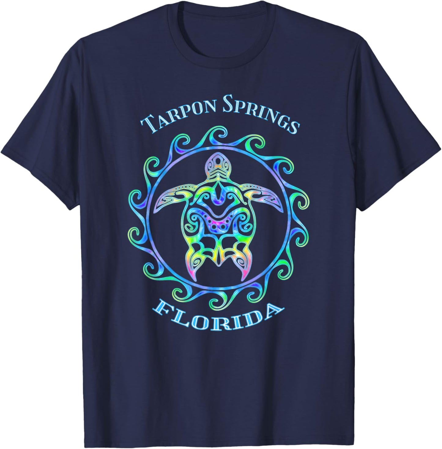 Tarpon Springs Florida Vacation Colorful Turtle T-Shirt - T-Shirt | Navy