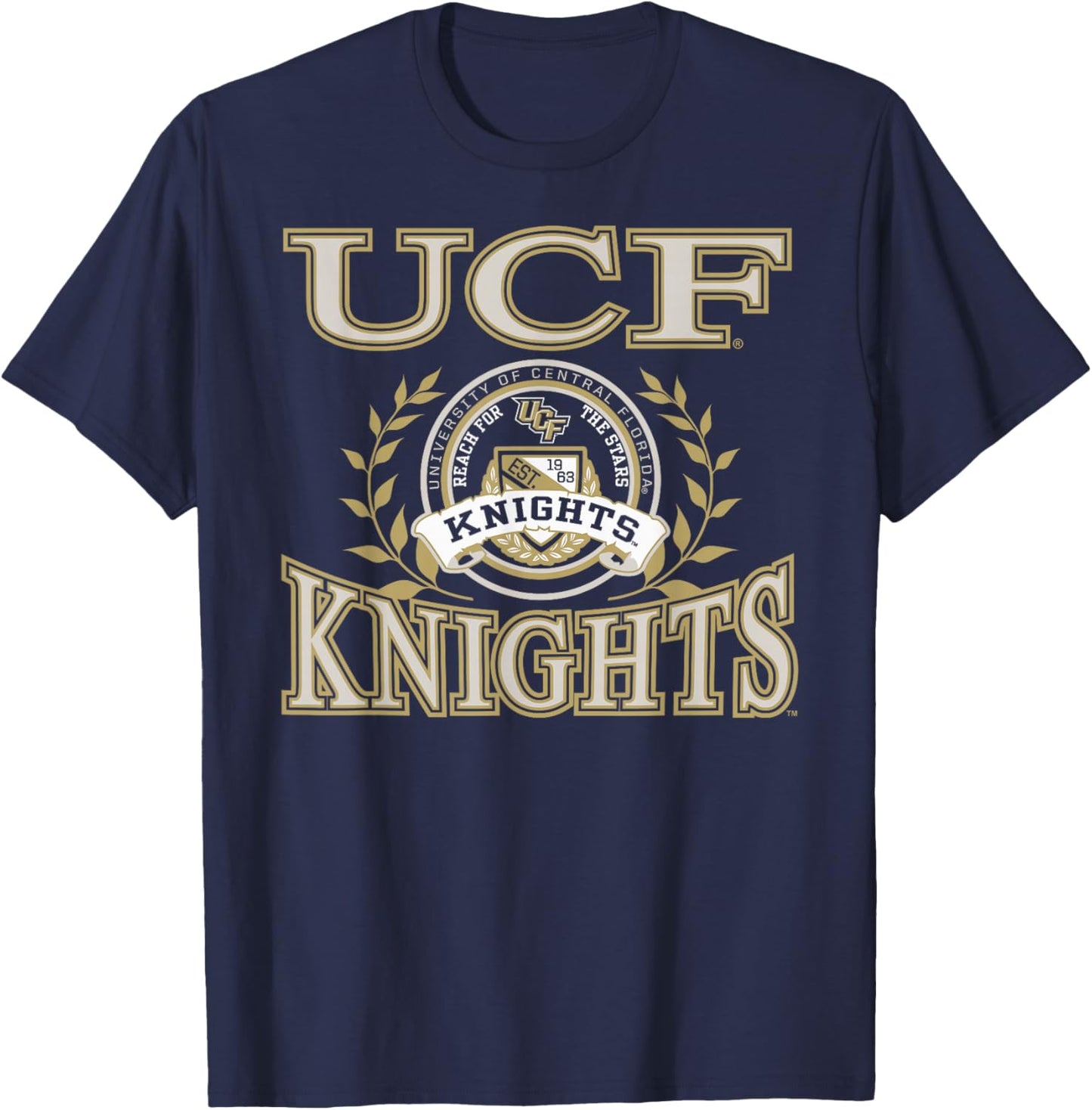 Central Florida Golden Knights Laurels Black T-Shirt - T-Shirt | Navy