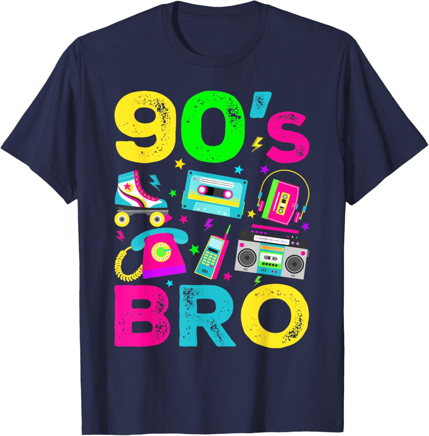 90s Bro 1990s Vintage Style Nineties Retro Party T-Shirt - T-Shirt | Navy
