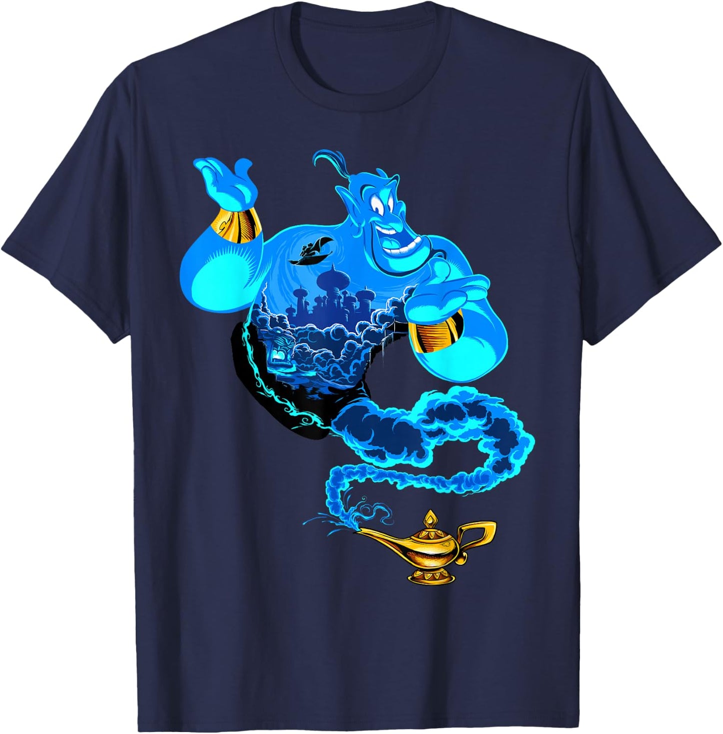 Disney Aladdin Genie Portrait Agrabah Fill Small T-Shirt - T-Shirt | Navy