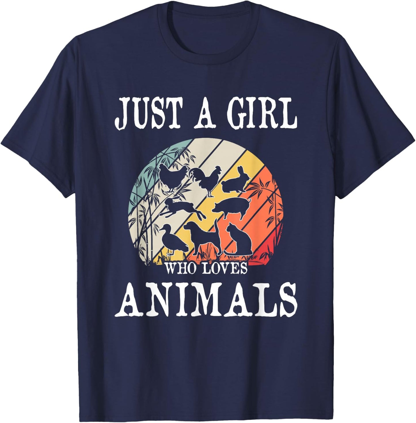Just A Girl Who Loves Animals T-Shirt - T-Shirt | Navy