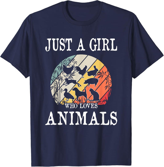 Just A Girl Who Loves Animals T-Shirt - T-Shirt | Navy