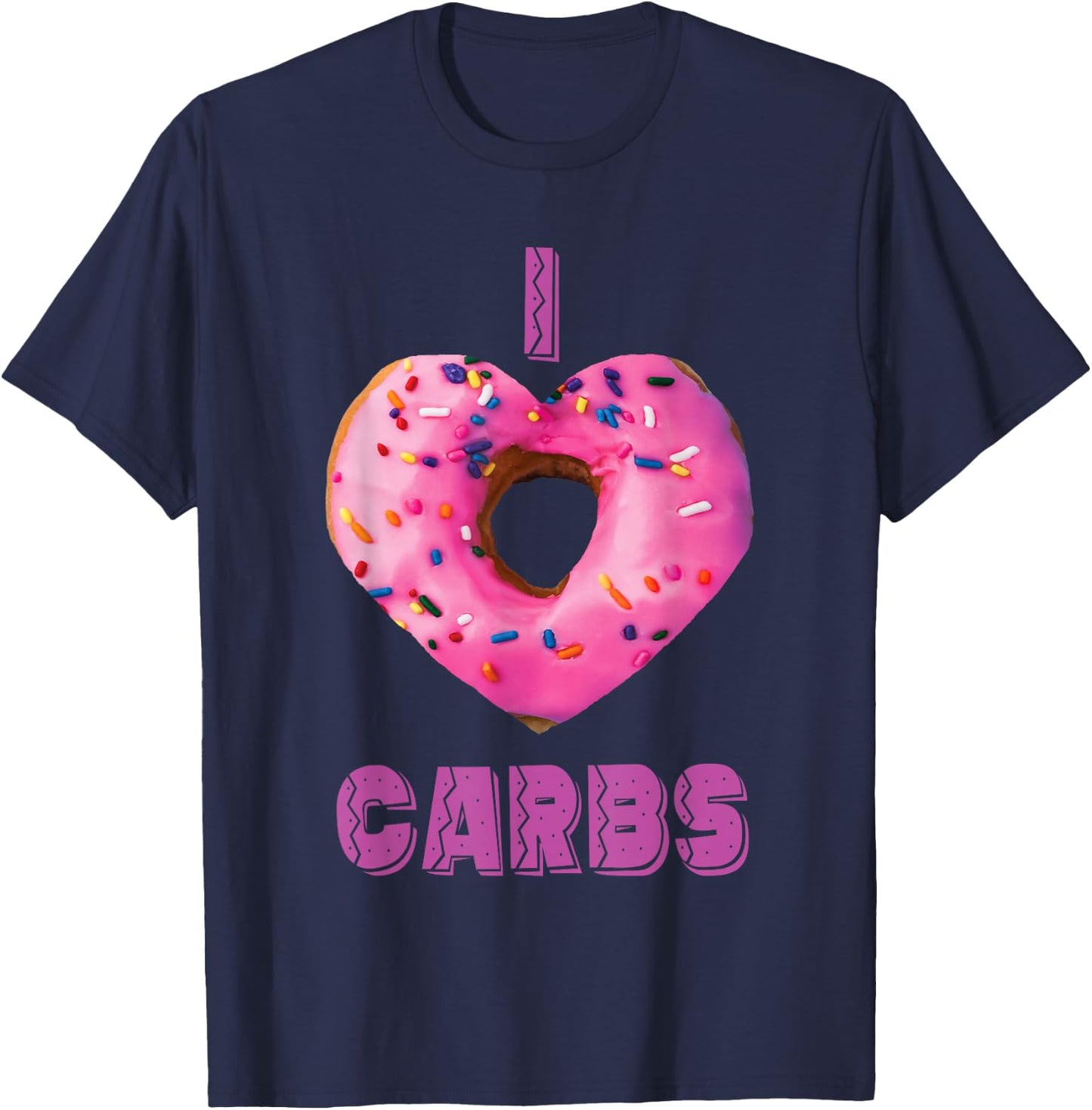 I Love Carbs Pink T-Shirt - T-Shirt | Navy