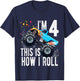 Kids 4 Year Old 4th Birthday Boy Monster Truck Car T-Shirt - T-Shirt | Navy