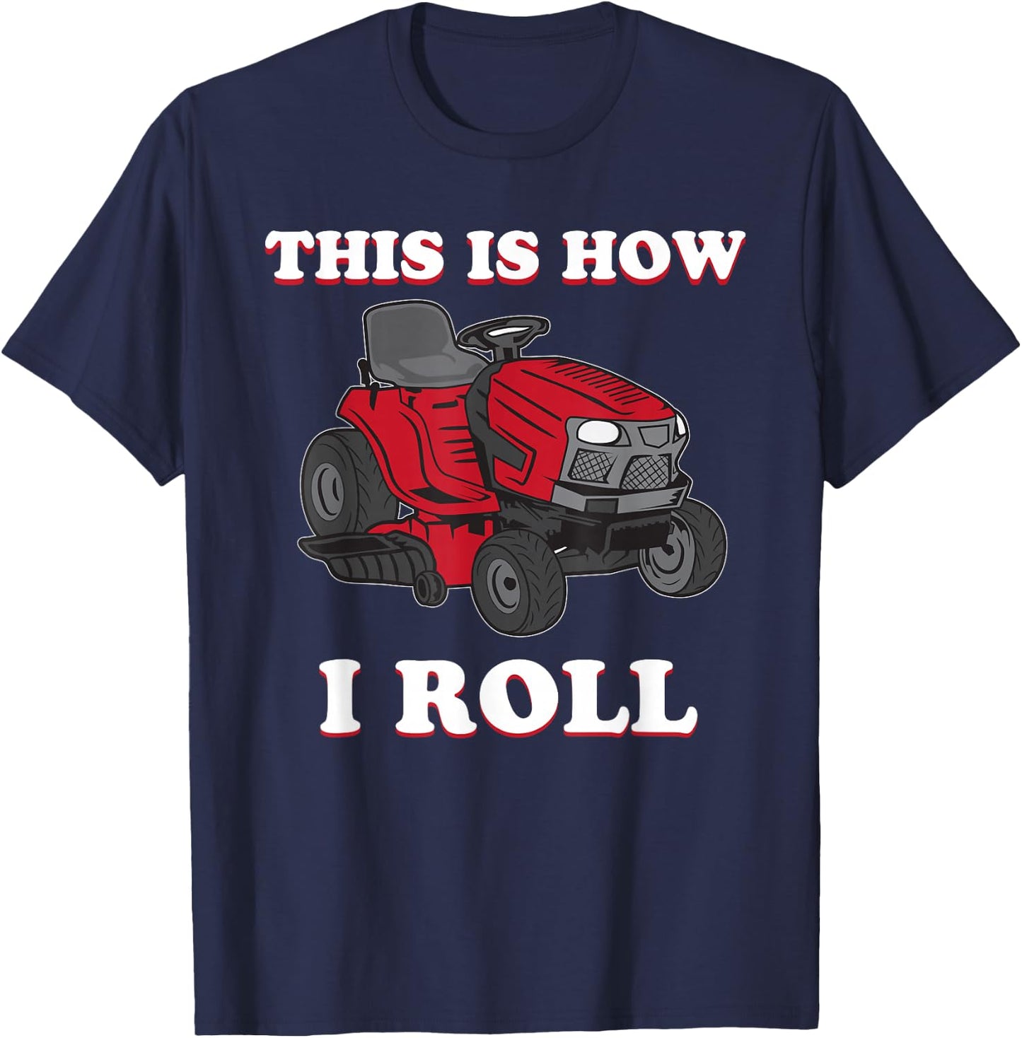 Cool Gardening Landscaper Gardener Birthday Design Funny Lawn Mower Mowing Riding Rider Toddler Kids Boys Gift T-Shirt - T-Shirt | Navy